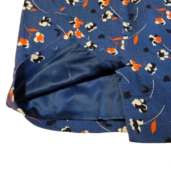 Boden Women's Tweed Lined Skirt Blue Floral US 12 UK 16 - Picture 4 of 5